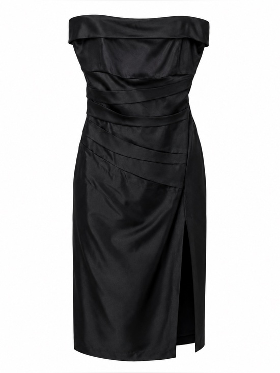 Gianni Bini Dresses & Skirts - Gianni Bini NWT Black Satin Ruched Strapless Cocktail Dress Women's Size 0 Party